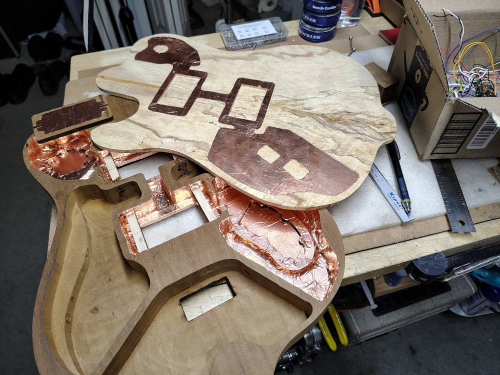 Inside of "stealth" guitar
prior to gluing on the drop top